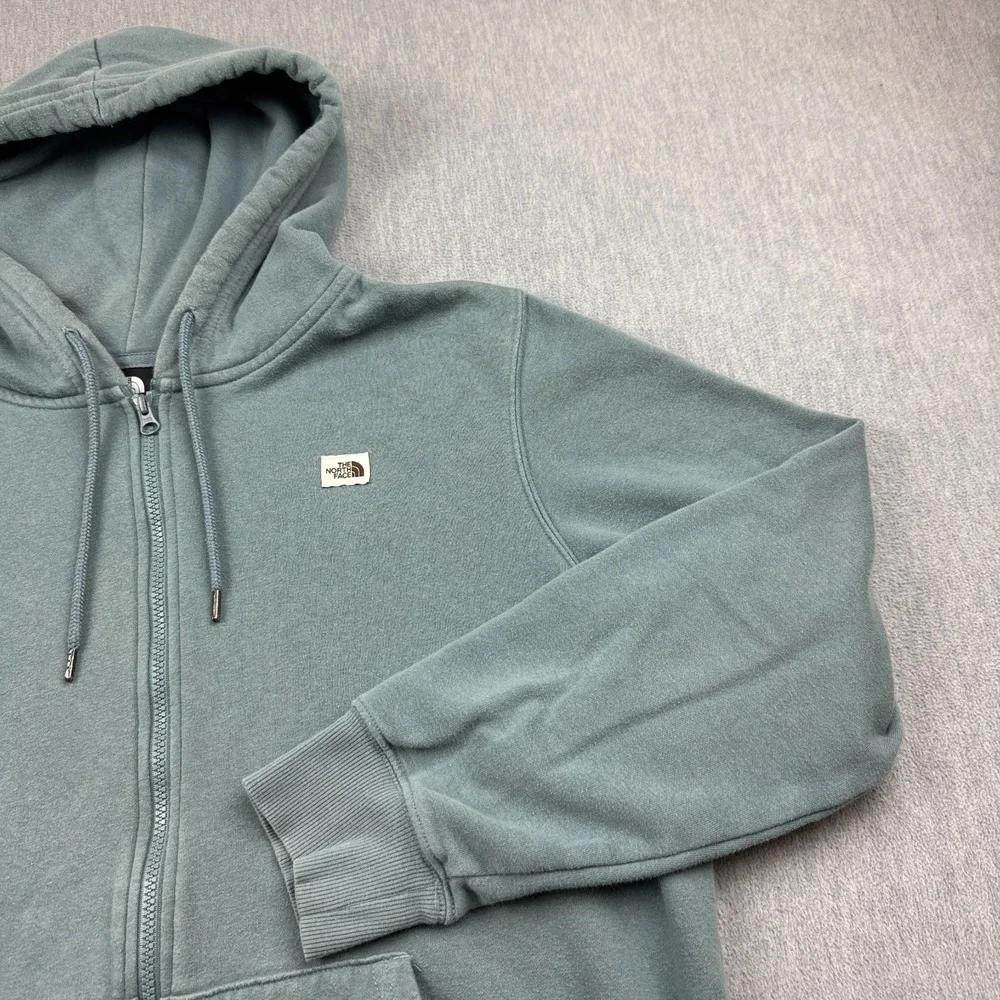 The North Face Jacket Men Large Green Heritage Patch Full Zip Hoodie Fleece Coat